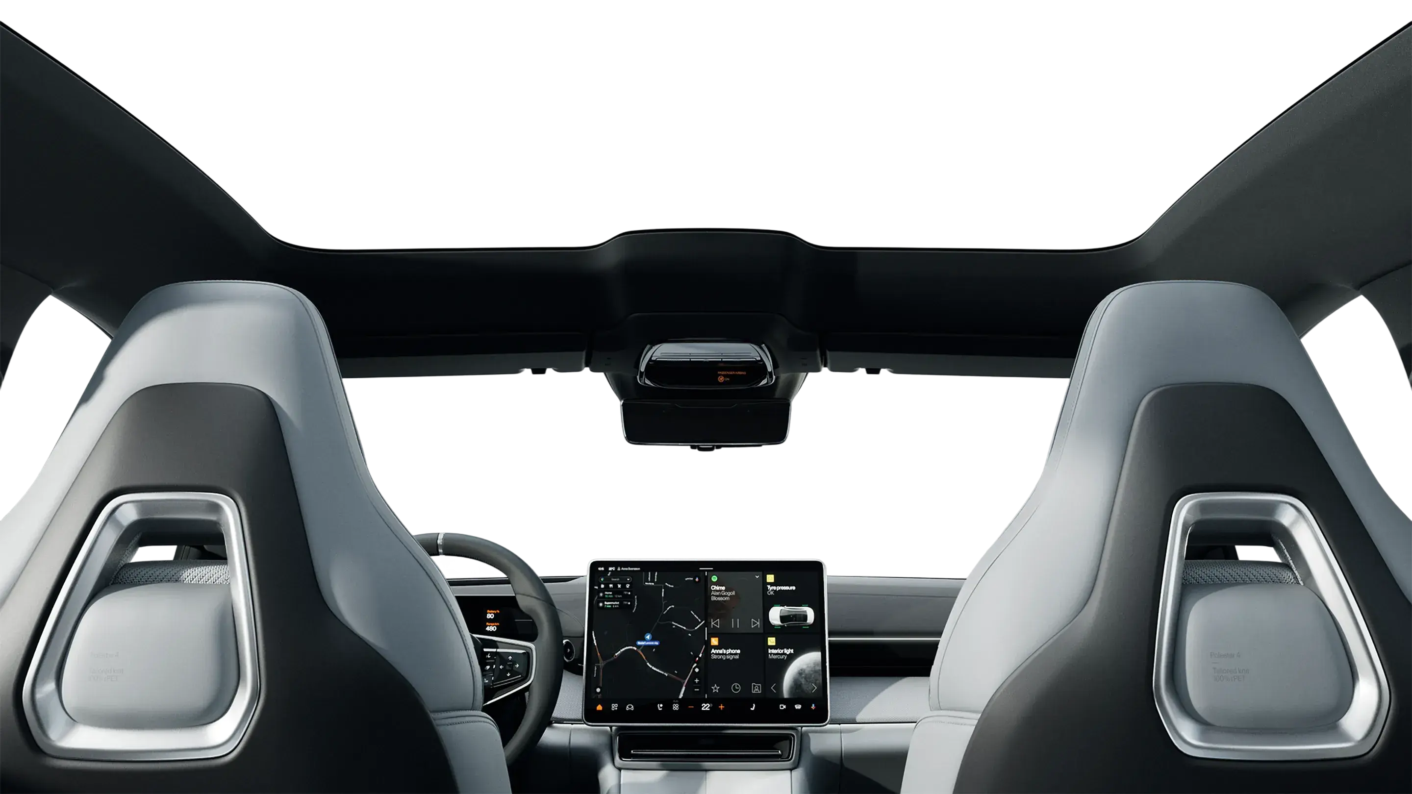 Vue du toit panoramique de la Polestar 4